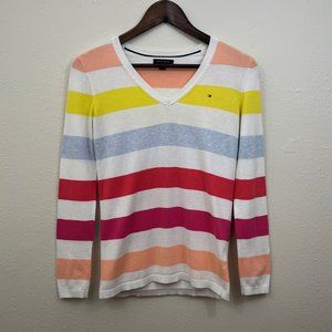 Tommy Hilfiger Sz XS Striped V-Neck Sweater